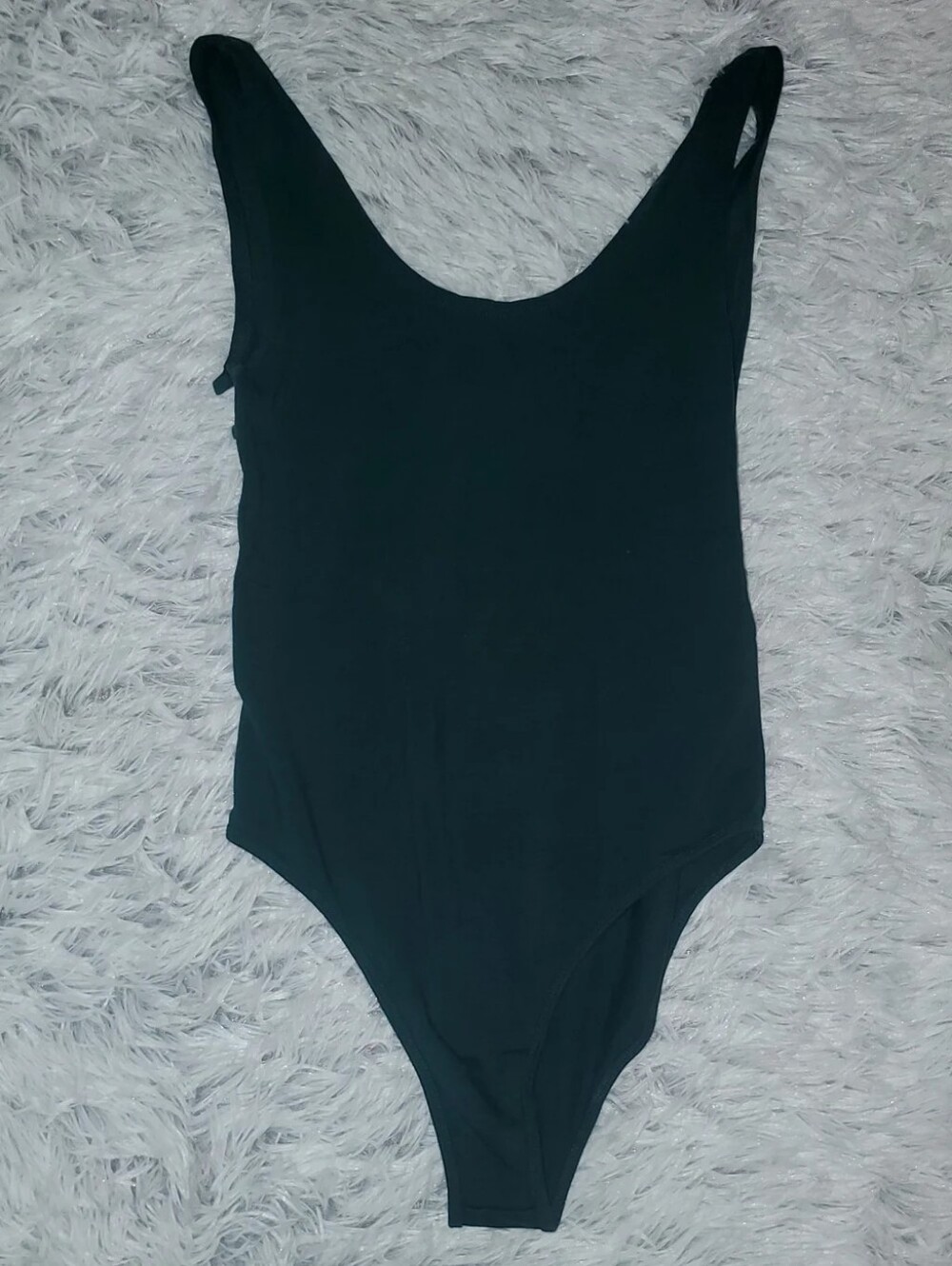 **Forever 21 Dark Green Side Cutout Strappy Scoop Neck Bodysuit Size Large**
